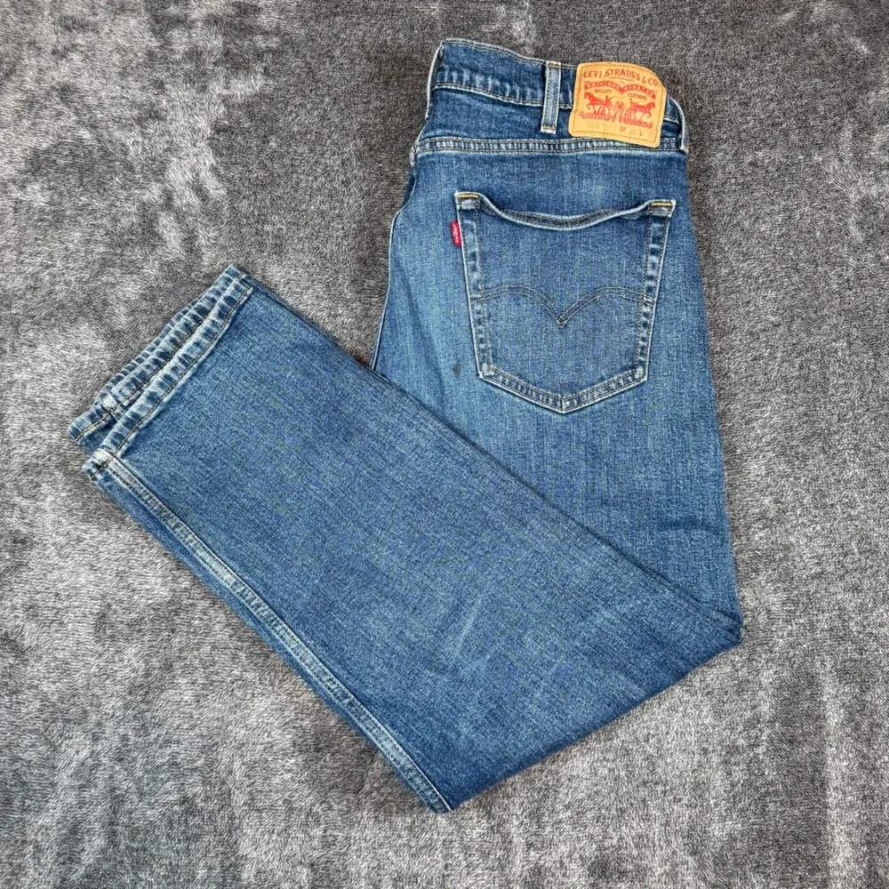Levi's 505 Jeans Mens 38x30 Blue Regular Fit Straight Leg Distressed USA
